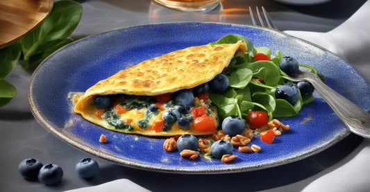 Spinach and Tomato Breakfast Omelet with Salad